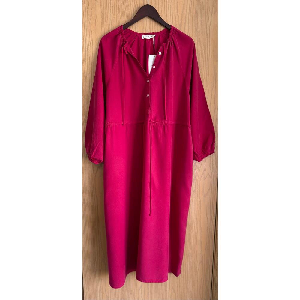 Everlane | Women’s Large | Pink/Red Currant The TENCEL™ Gathered Maxi Dress NWT